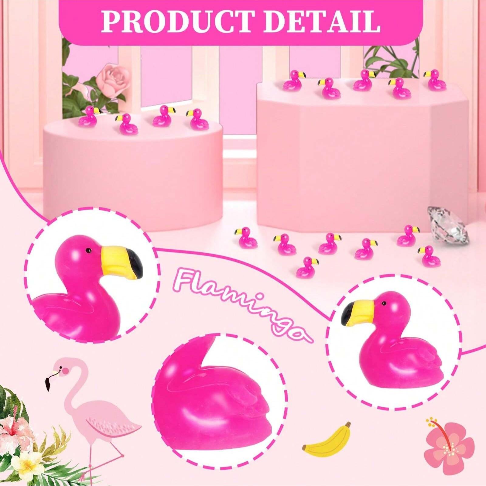 10/50/100 Pcs Mini Resin Flamingo Ducks, Flamingo Tiny Ducks, Cute Flamingo Figurines Ideal For Cake Topper Garden Dollhouse Landscape Aquarium Ornaments Decoration DIY Crafts