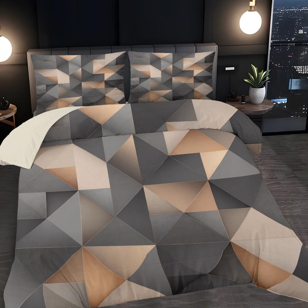 Geometric Pattern Bedding Set, Modern Bedding Set, Including 1 Count Bedspread & Pillowcase without Filler, Soft Comfortable Bedding Set for Home Bedroom