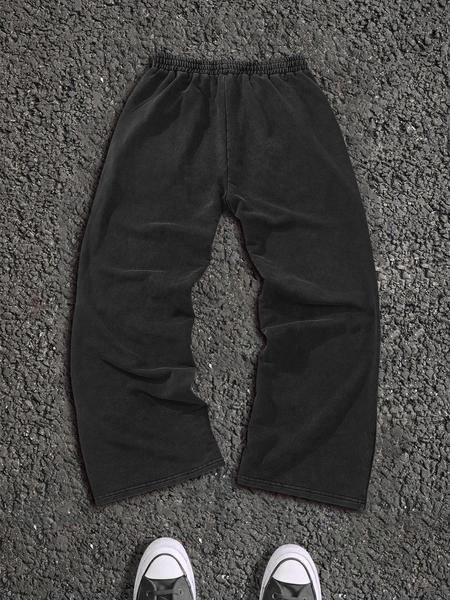 Men's Washed Cotton Long Pants with Jesus Print, Casual Fashion Joggers for Daily Wear, Comfortable and Stylish Men's Clothing