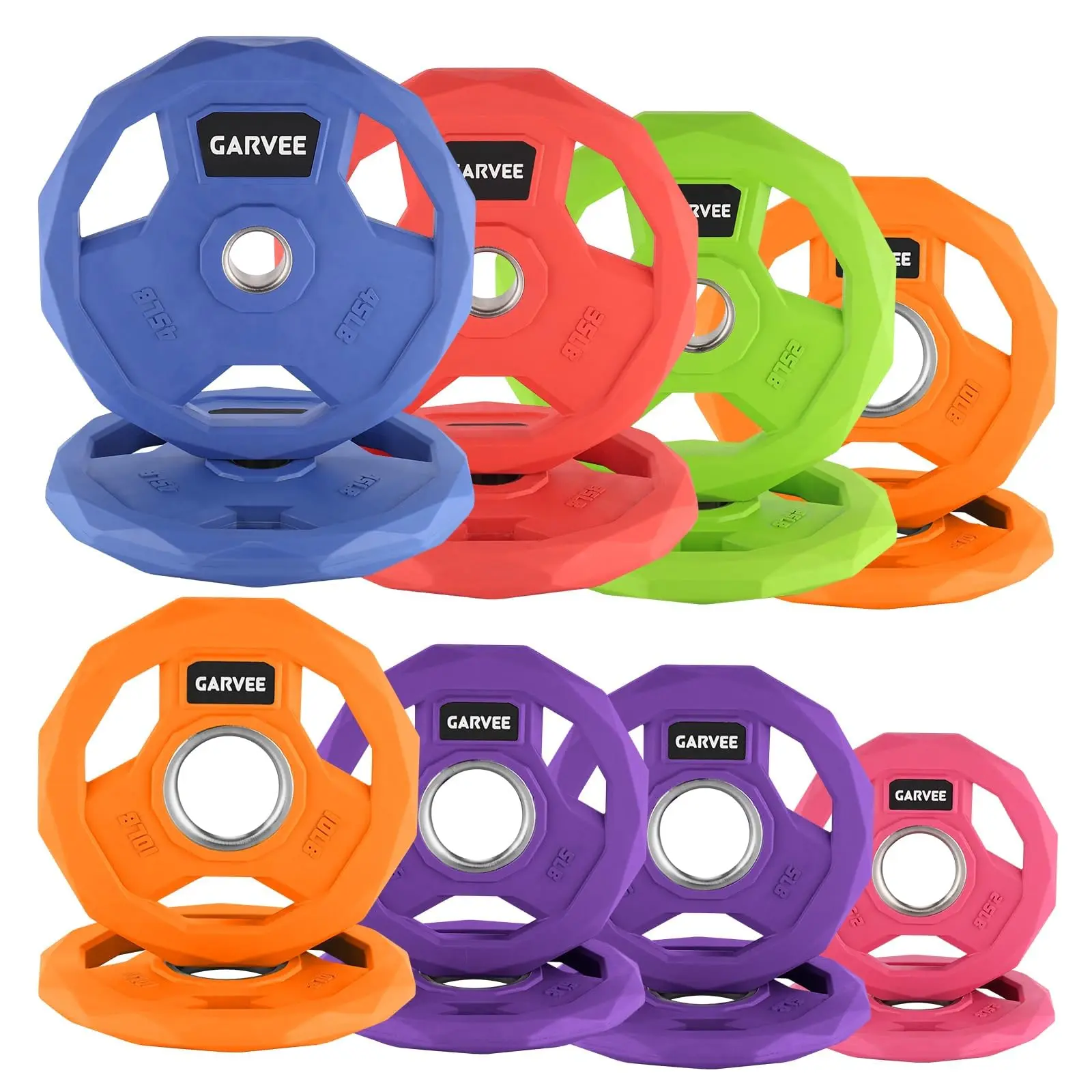 GAOMON 2-Inch Rubber-Coated Color-Coded Cast Iron Weight Plates - Unisex Weight Training Plates for Home Gym Use, 1.1-45 Lbs, Sold as Single, Pair or Full Sets