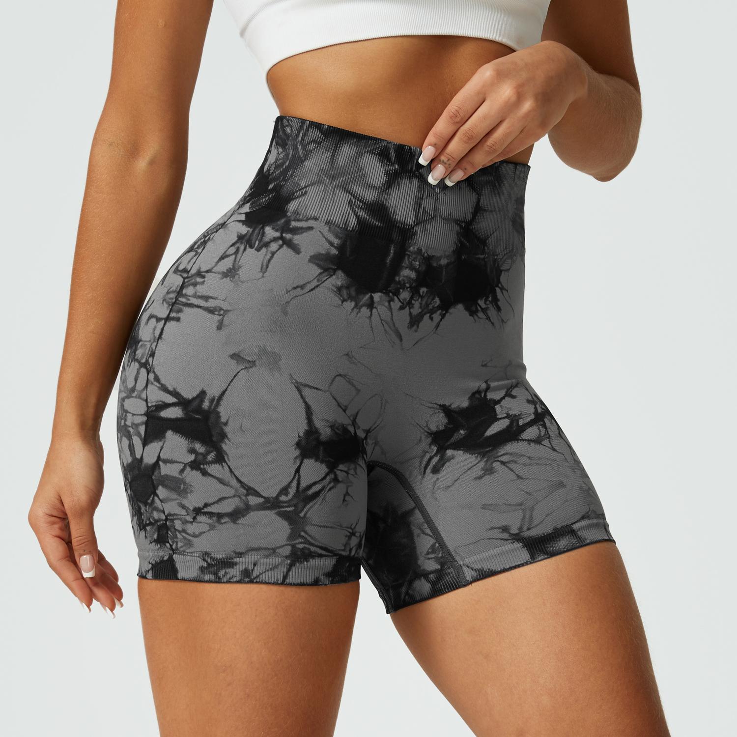 NcmRyu Women's Tie-Dye Booty-Lifting Shorts - Buttery Soft 4-Way Stretch Anti-Roll Waistband Breathable Activewear Yoga Gym Streetwear women