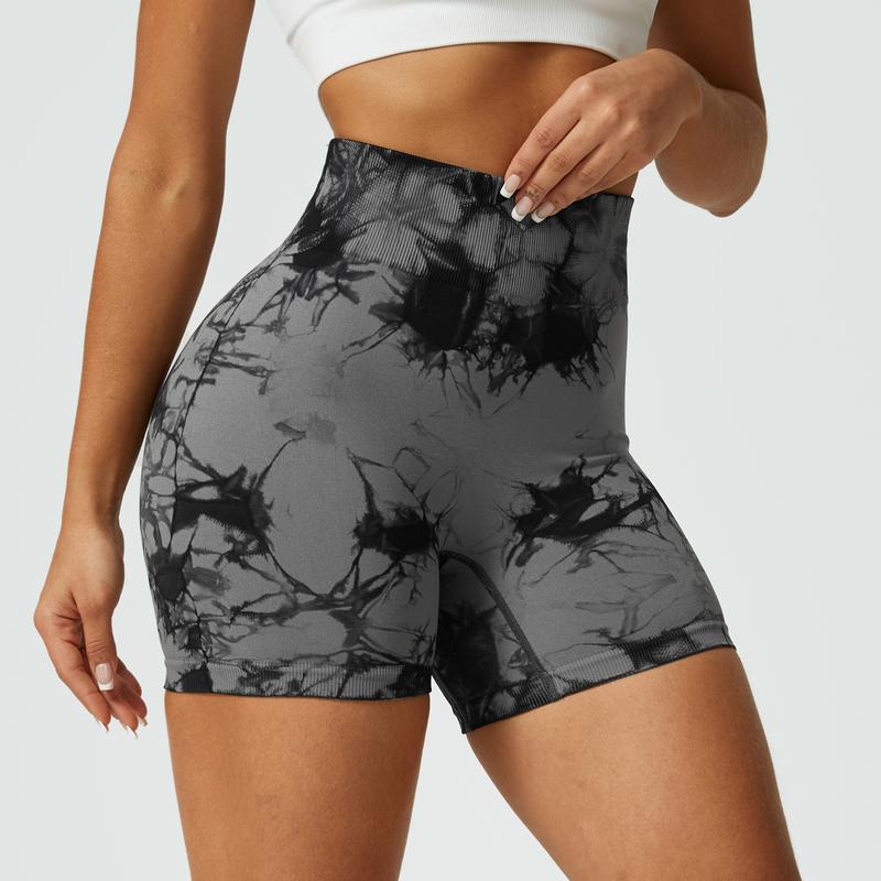 NcmRyu Women's Tie-Dye Booty-Lifting Shorts - Buttery Soft 4-Way Stretch Anti-Roll Waistband Breathable Activewear Yoga Gym Streetwear women