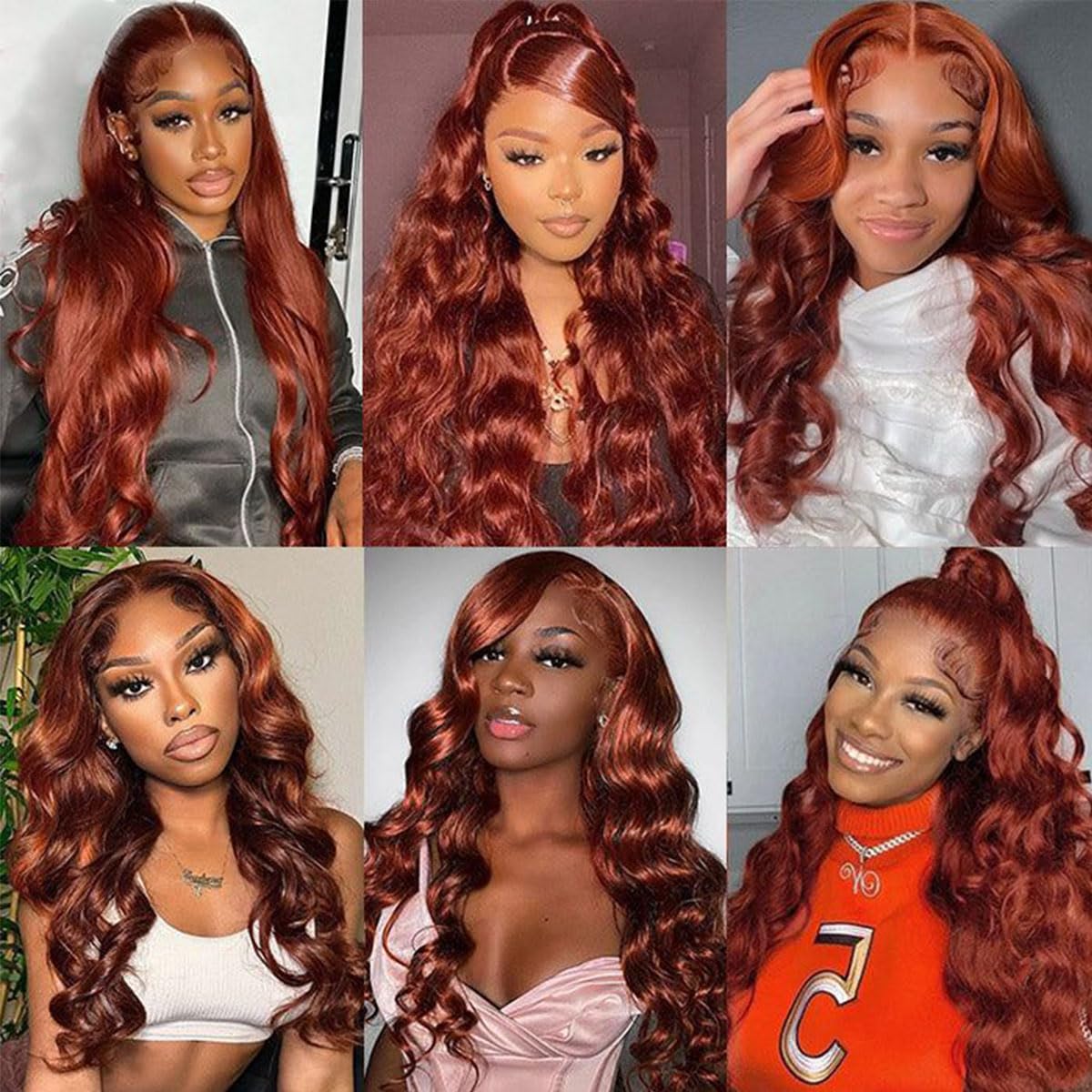 Bling Hair 180% Density Ginger Color Lace Front Wigs Human Hair Pre Plucked 13x4/6 Body Wave Copper Human Hair Lace Front Wigs for Women