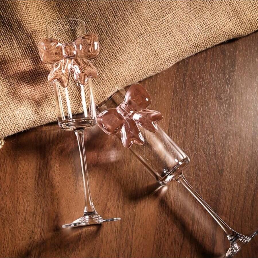 Elegant Large Bowknot Champagne Glass, Cute Butterfly Tall Cup, Ideal for Champagne, Wine, Sparkling Wine, Sweet Wine, Perfect Gift