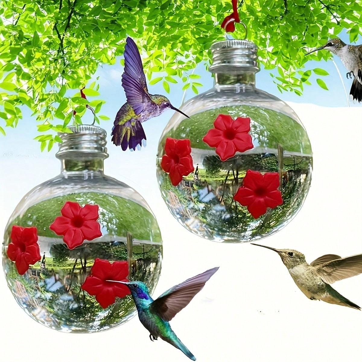 Pet Hummingbird Feeder Waterer, Round Flower Shape, Three-Hole Design, Durable Plastic, Ideal for Bird Care, Easy to Use