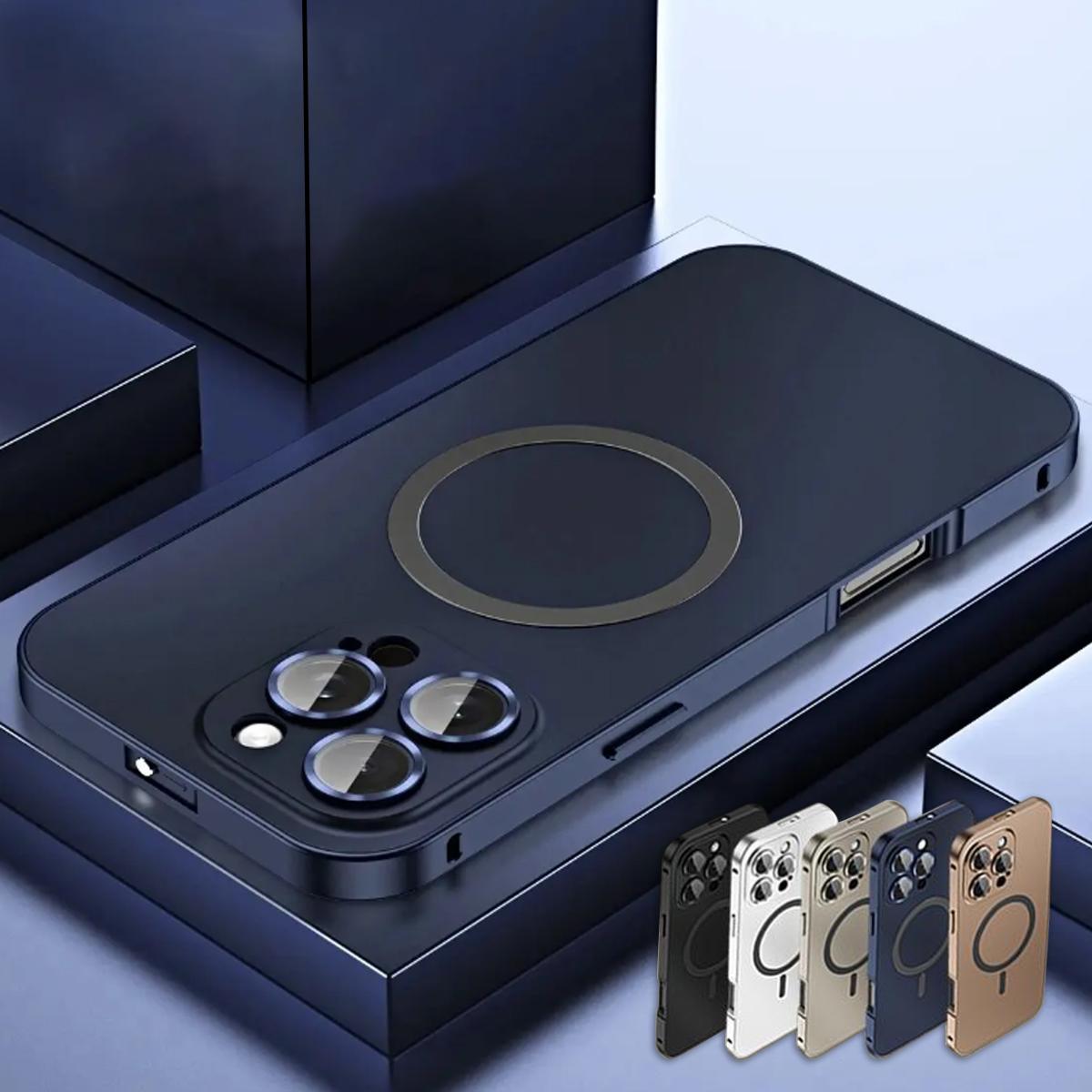 Alloy Aluminum Case for iPhone 17/16/15/14/13 Pro Max – Ultra Thin Metal Protective Cover with Full Lens Protection & Wireless Charging Support Protector Cellphone Smartphone Casing Shockproof White