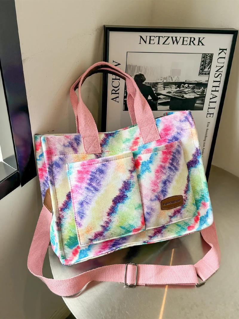 Women's Cute Strawberry Pattern Tote Bag, Fashionable Large Capacity Crossbody Bag for Daily & Work Use, Casual Versatile Commuting Handbag for Women & Girls, Trail Sport Bag