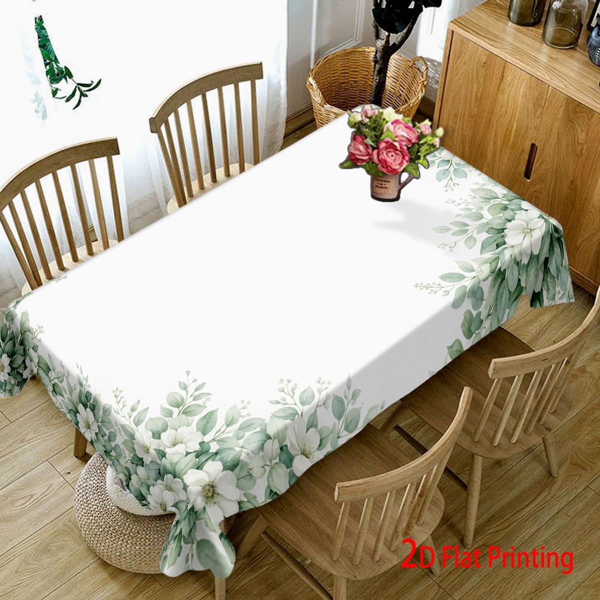 Leaf Design Rectangular Tablecloth, Spring Theme Seasonal Table Cover, Ideal for Easter & Holiday Parties, Home Decoration