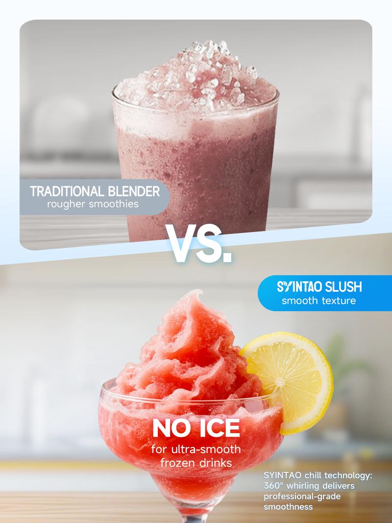 [Valentine's Day Gift] All in one slushie machine. No need to add ice, it can make various icy and refreshing treats.With 6 preset programs.such as chilled tequila, iced coffee, creamy ice cream, and silky milkshakes.