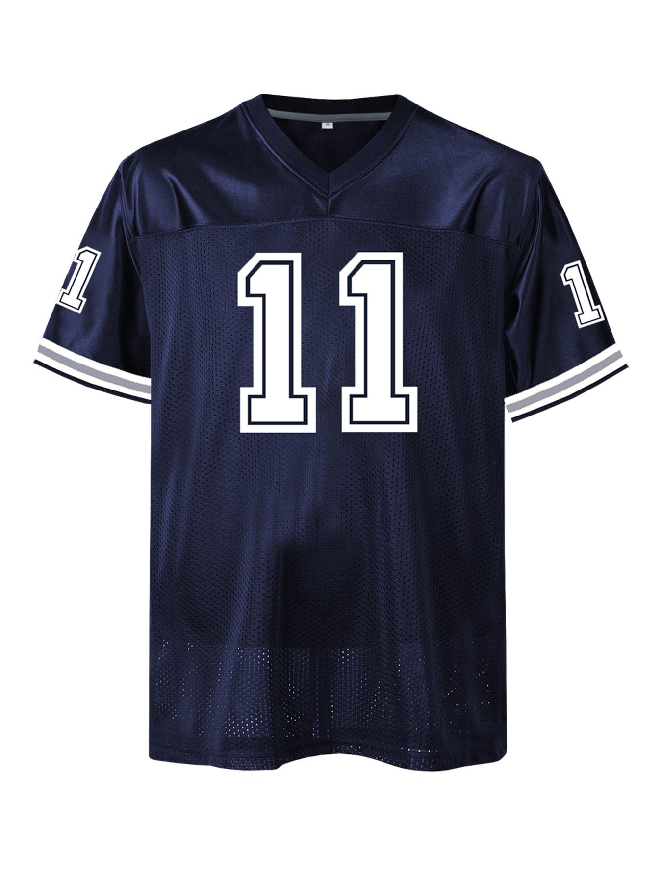 Men's American Football Jersey - Breathable Athletic Top, Embroidered, V-Neck, Short Sleeve, Loose Fit for Casual, Streetwear & Sports Activities