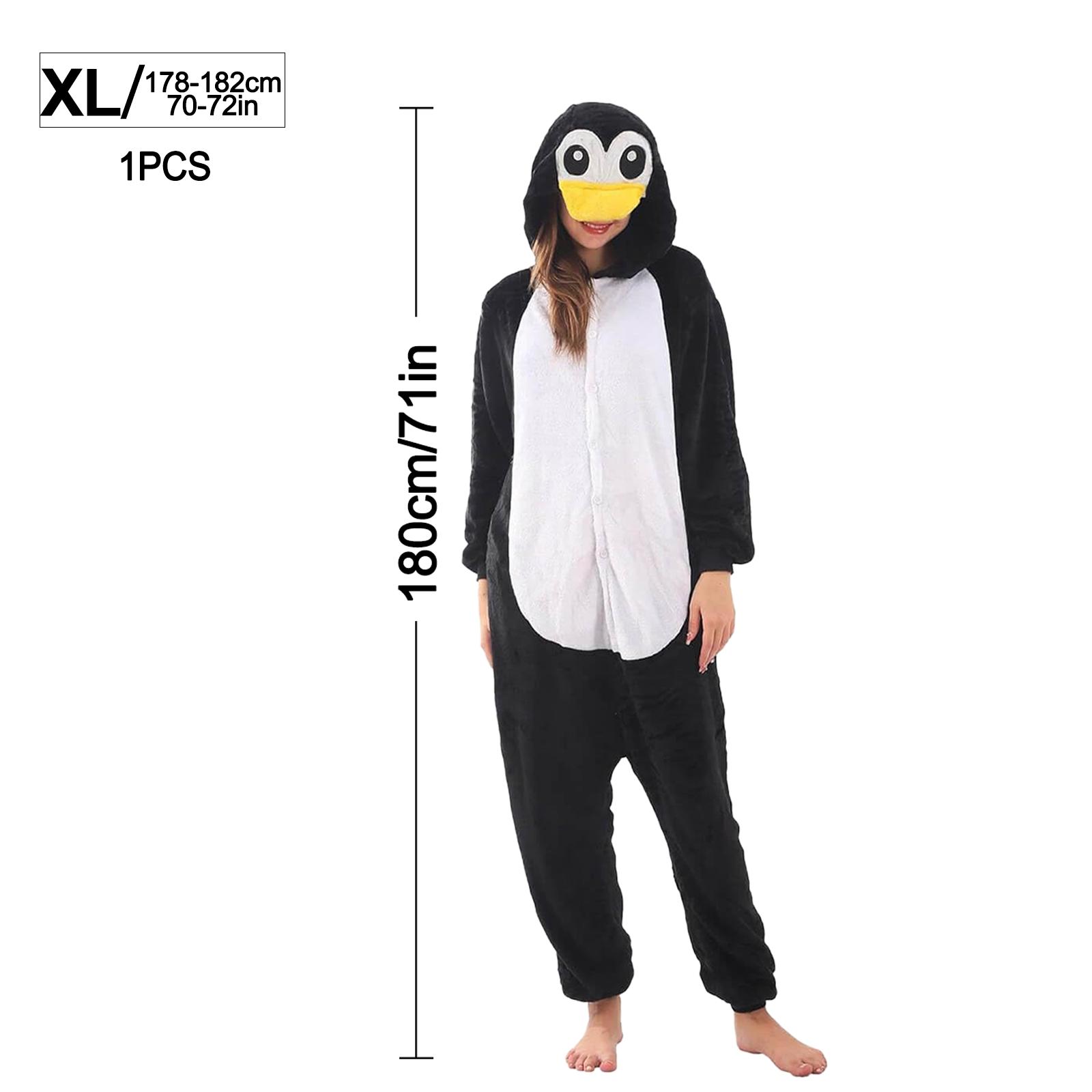 Penguin Wearable Hooded Blanket Onesie, Cozy Fleece Throw for Adults, Perfect for Halloween, Football Games, Graduation Parties