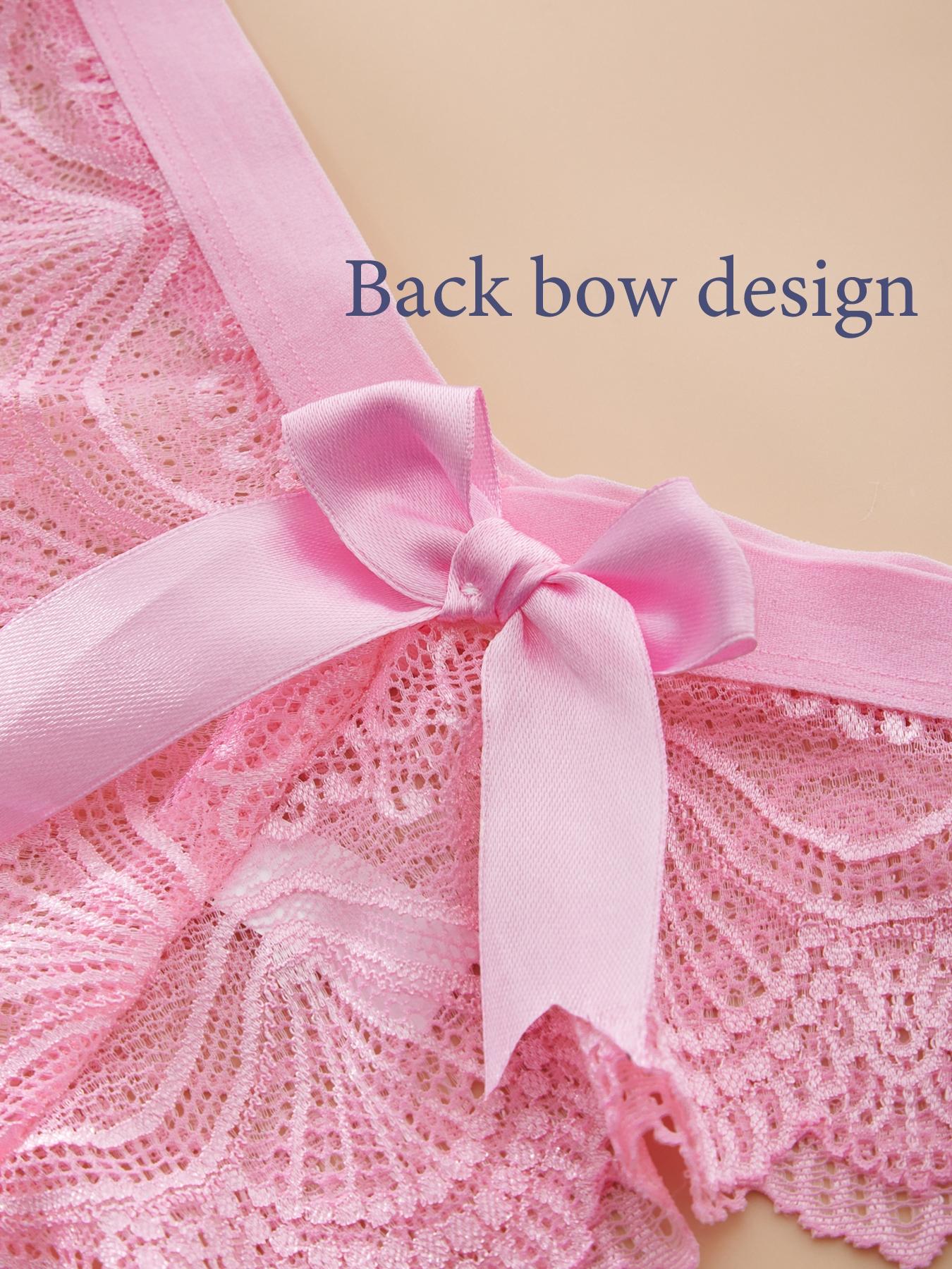 Women's Lace Back Bow Panties, High Elasticity Fitted Comfort Thongs, Pure Color Elegant Chic Sexy Underwear, Suitable for Special Occasions, All Seasons Wear, Womenswear, Stretchy Panties