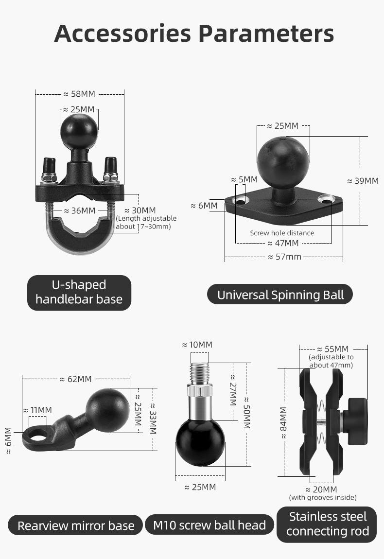 ROCKBROS Motorcycle Bike Phone Mount with Vibration Dampener for 4.7''-7.1'' Phones, Universal Motorcycle Handlebar Mount Phone Holder