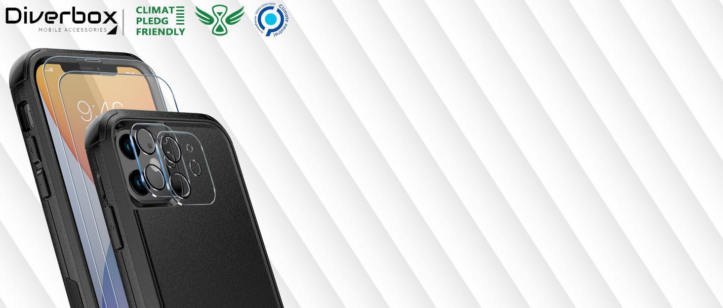 Diverbox for iPhone 11 Case [Shockproof] [Dropproof] [Tempered Glass Screen Protector],Heavy Duty Protection Phone Case Cover for Apple iPhone 11 (Black-3in1)
