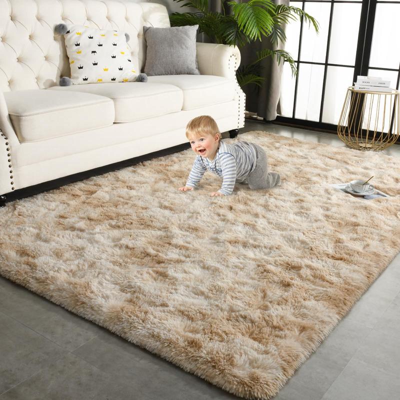 【Deals for You Days】Tie-Dyed Fluffy Shag Rug Area Rugs for Living Room Nursery Dorm Anti-Skid Soft Modern Plush Aesthetic Room Decor Floor Protection