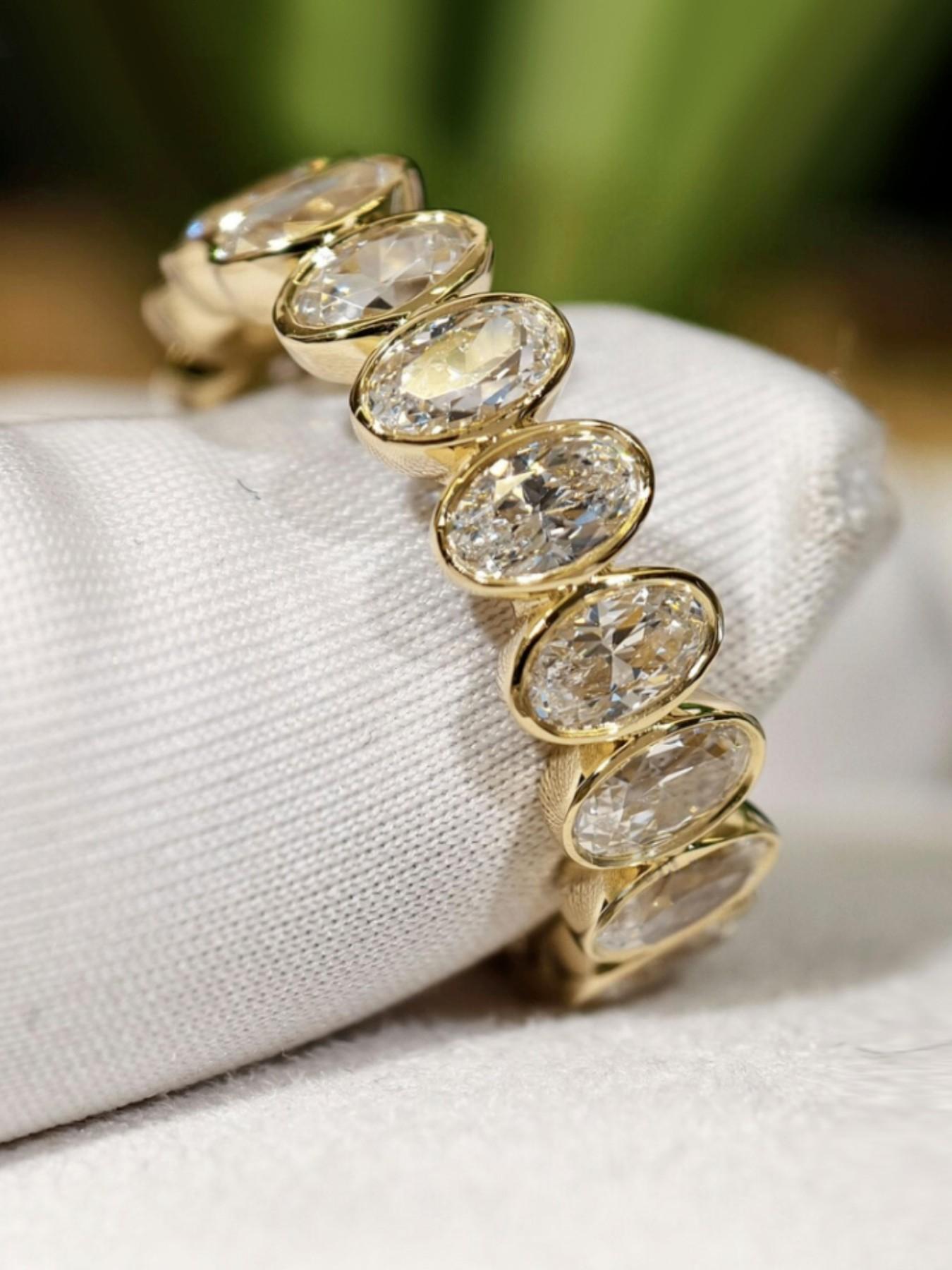 Oval CZ Eternity Ring Gold Tone Bezel  Stackable Wedding Band, Perfect for Special Occasions and Daily Wear