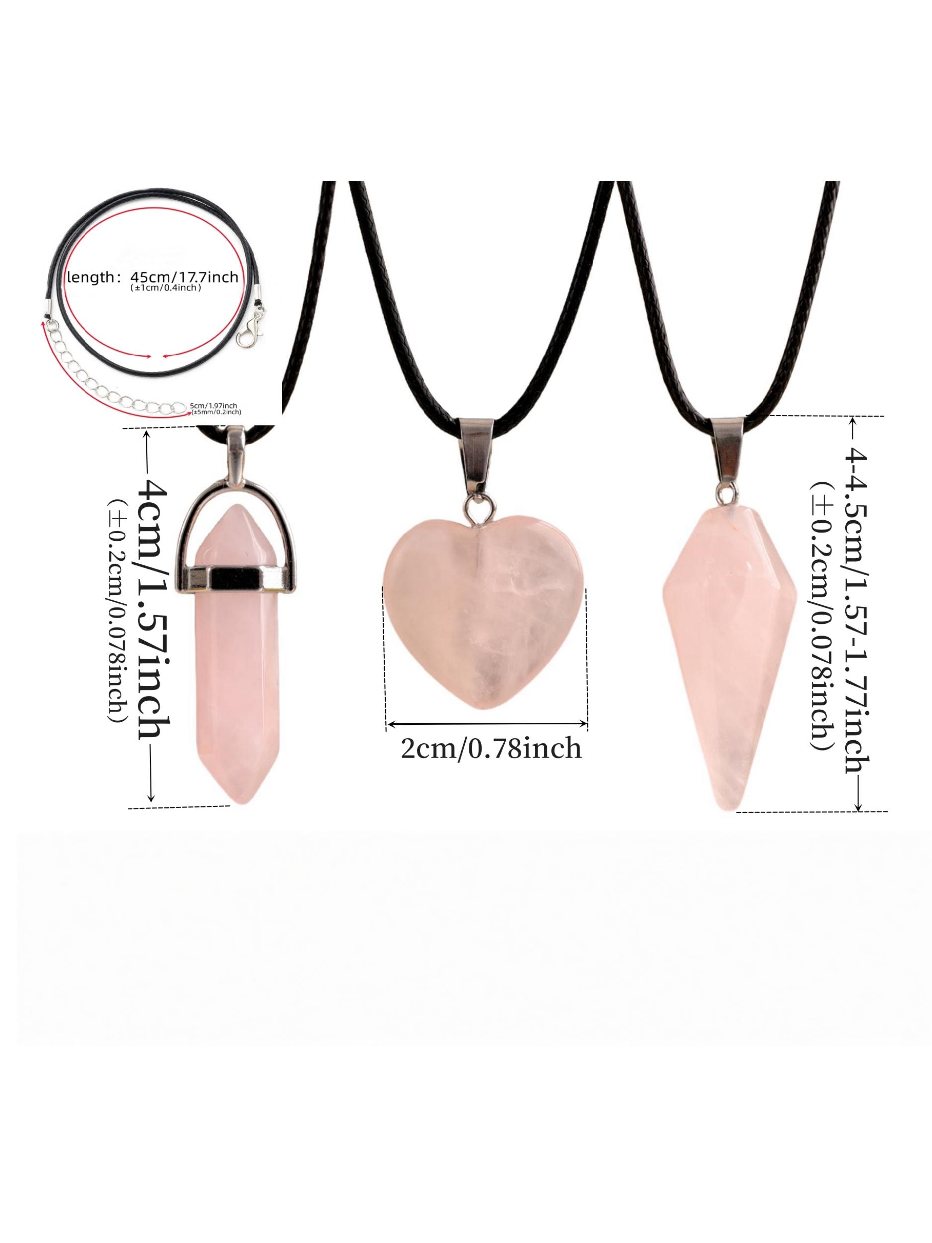 3pcs Natural Crystal Set, Rose Quartz Necklace Set, Women's Quartz Pendant Jewelry, Spiritual Energy, Birthday Gift, Holiday Gift