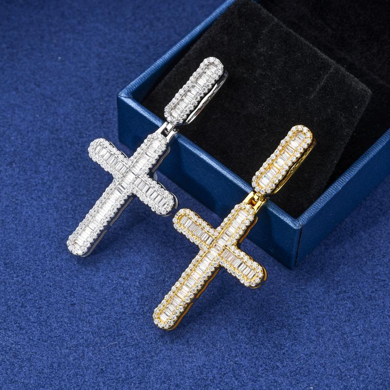 【#P557】UCCIYO 18K Gold-Plated Cross Pendant with Lab-Grown Moissanite S925 Sterling Silver Moissanite Pendant Necklace for Women Men Hip Hop Jewelry Gift
