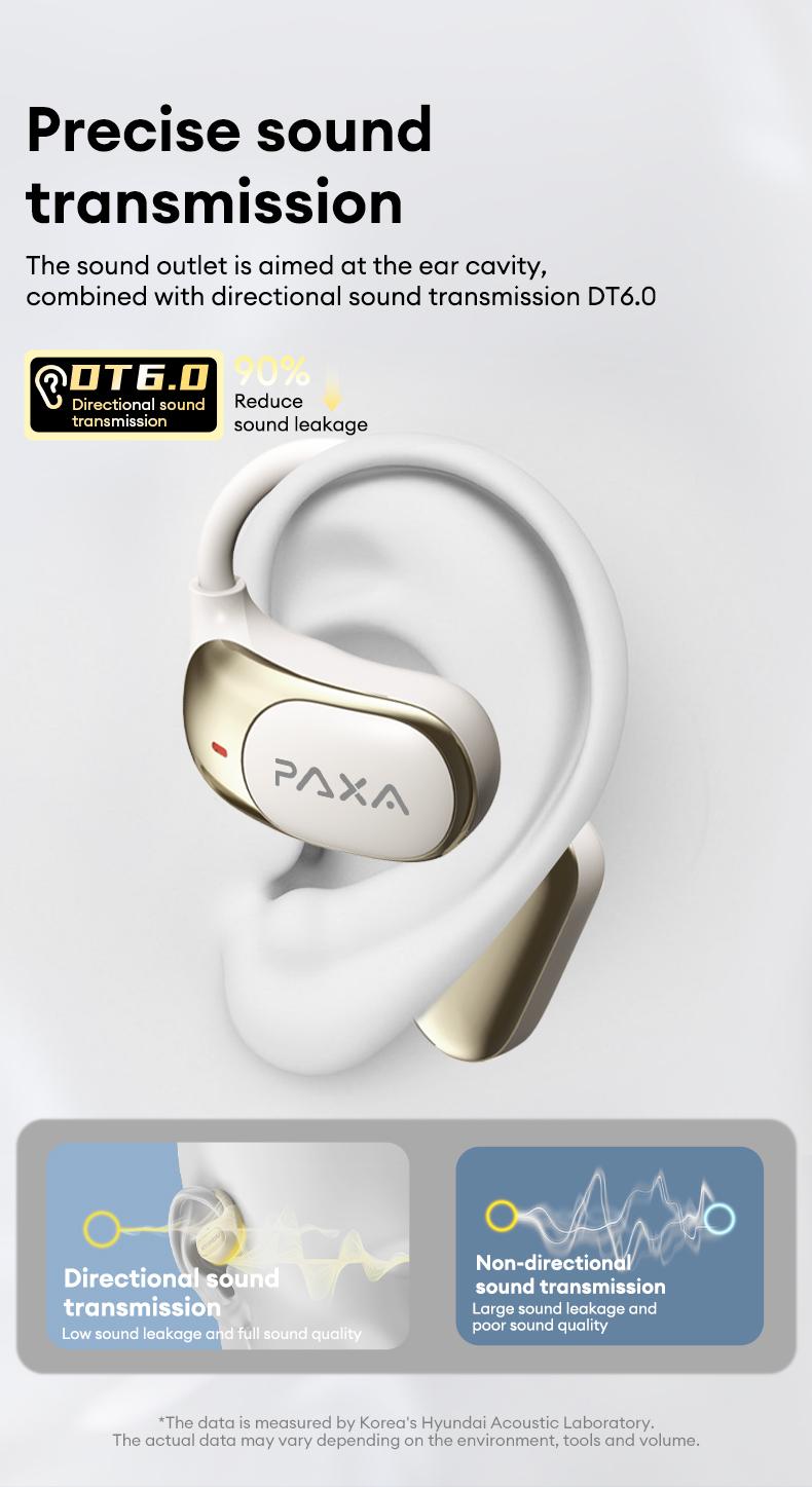 PAXA KC09 with Built-in 169-Language Translation Wireless Headphones with Electroplated Ear Hook Design – Comfortable, Great Sound, Bluetooth 5.4 Flash Connection, Wireless Earbuds for Music and Calls