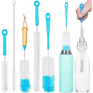 Bottle Brush Cleaner Pack - Set of 5 Bottle Brushes for Cleaning Baby Bottles, Water Bottles, Tumblers, Wine Decanters, Flask, Bong, Vase Cleaner - Includes Straw Cleaner Brush Kit - Kitchen Cleaning Tools| Bottle Cleaning Brushes,Multi-Purpose Brush Set