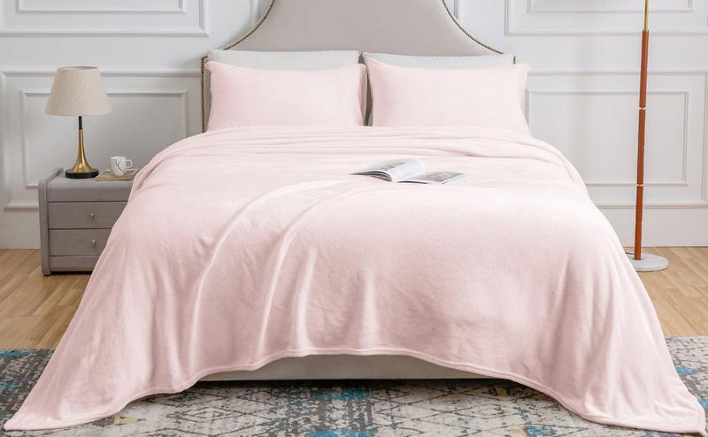 BEDELITE Super Soft Fleece Sheets Set - Queen/King Size, Fitted Flat Pillowcases, Deep Pocket, Comfortable Bedding for Valentine's Day Gifts