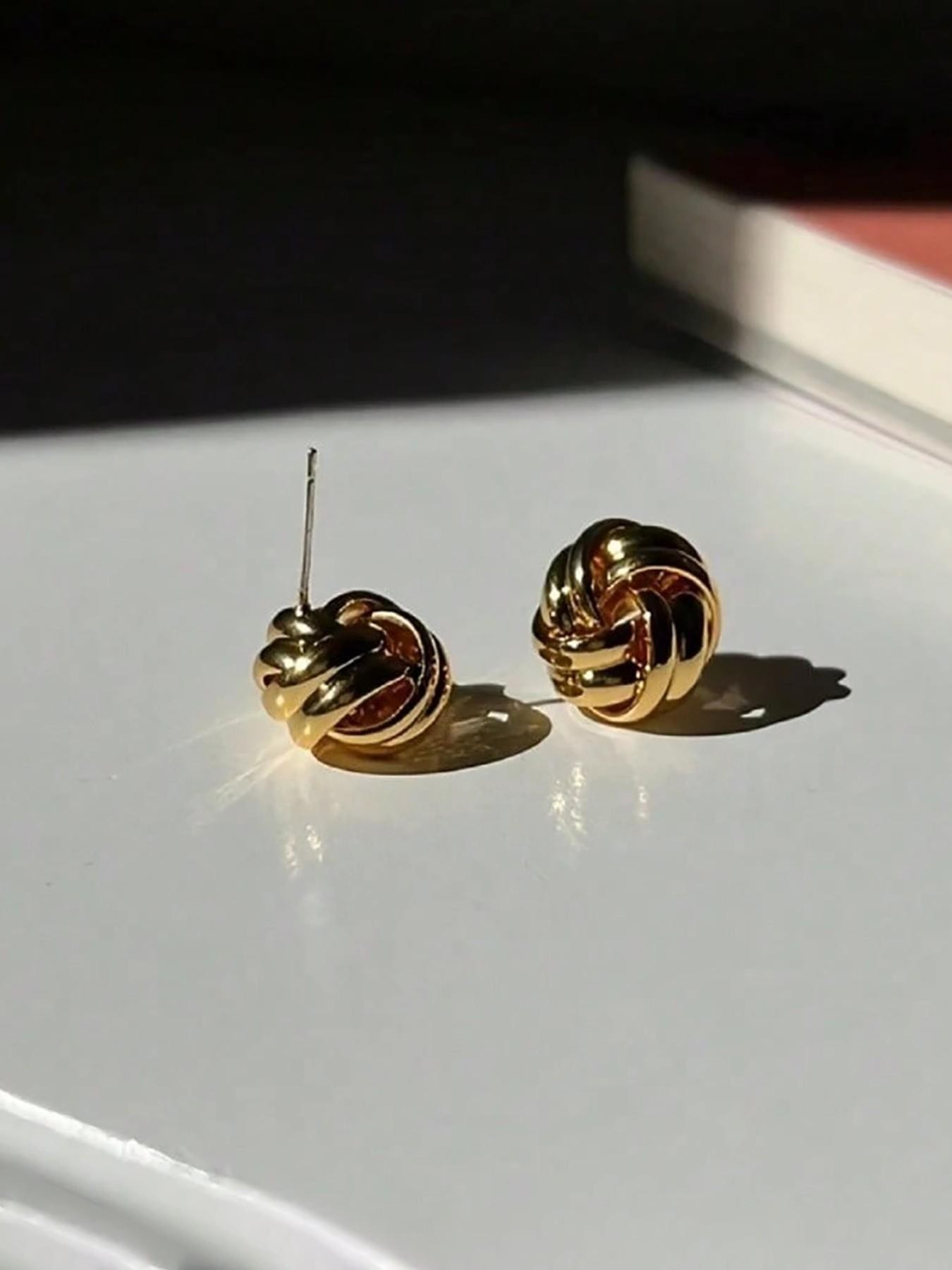 1 Pair Metal Geometric Spiral Earrings, Unique Women's Daily Jewelry, Fashionable Ear Rings for Everyday Wear, Stylish Accessory