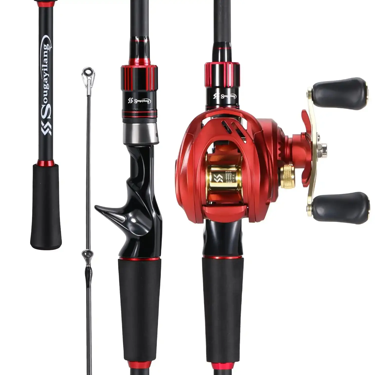 Sougayilang High Carbon Baitcasting Rod and Reel Combo - 6FT/6.9FT Casting Rod, 18+1 Bearings, 7.2:1 High Speed Reel, Fishing Gear Supplies, Gift for Brother