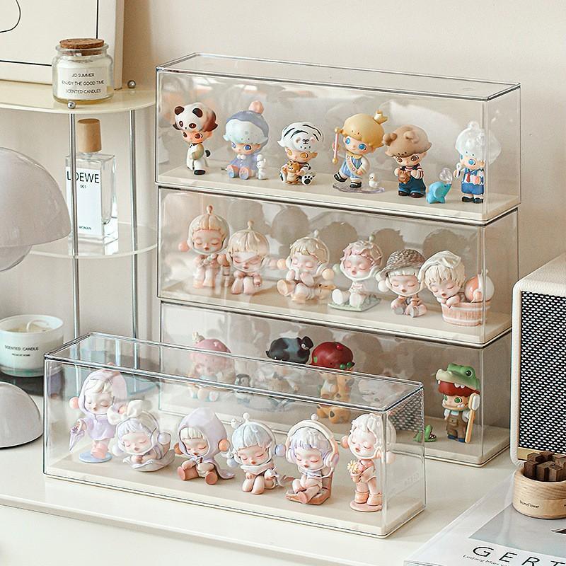 Acrylic Blind Box Display Stand, Solid Color Clear Dustproof Case, Stackable Collectible & Doll Storage Organizer