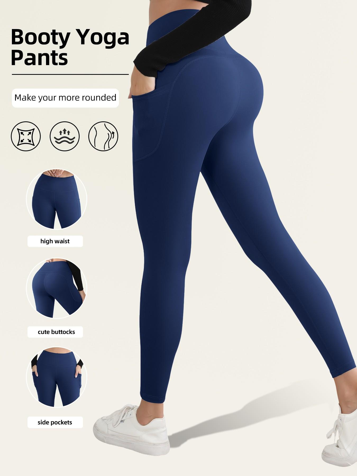 Women's High Waisted Yoga Leggings with Side Pockets, Comfortable Gym and Fitness Yoga Pants, Fashion Sportswear for All Seasons, Gym Sportswear Bottoms