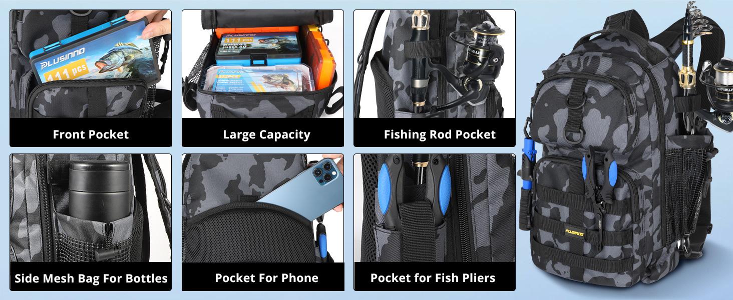 Fishing ar- Fishing Rod and Reel Combos, Fishing Backpack, Fishing Net, Fishing Bag with Rod Holders and Tackle Box for Freshwater/Saltwater, Fishing Gifts for Men