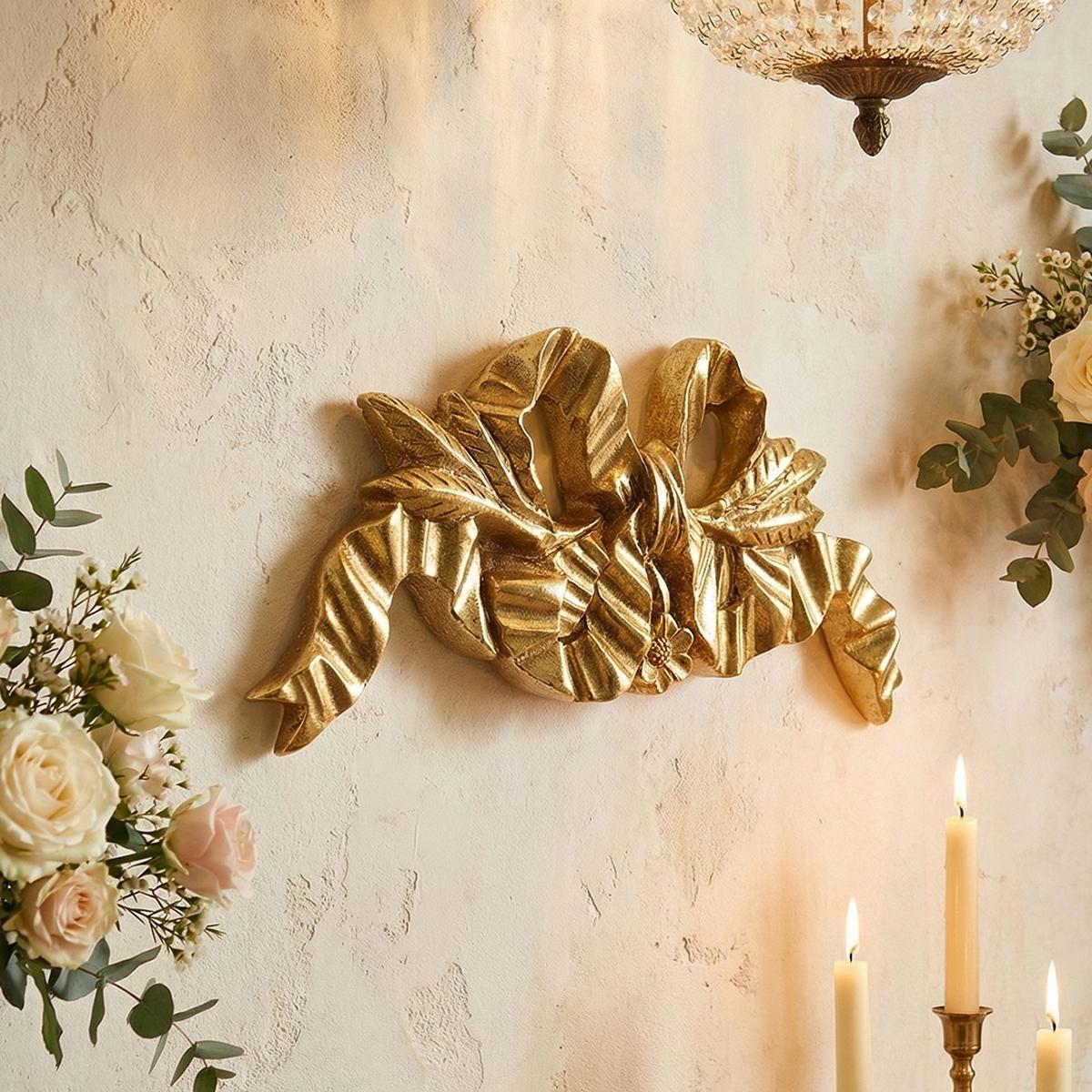 Resin Bow Wall Decor, Vintage & Silver Color, Home Living Room, Study, Bedroom, Restaurant, Hotel Wall Decoration