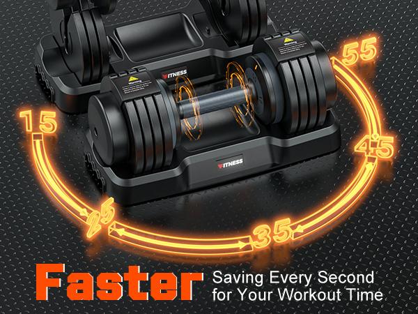 Bearbro Adjustable Dumbbells Set, 1-Sec Adjustable Weights Dumbbells Set, 5 in 1 Free Adjustable Dumbbell Set with Anti-Slip Texture Handle, Weight Set For Home Gym Suit both Men and Women