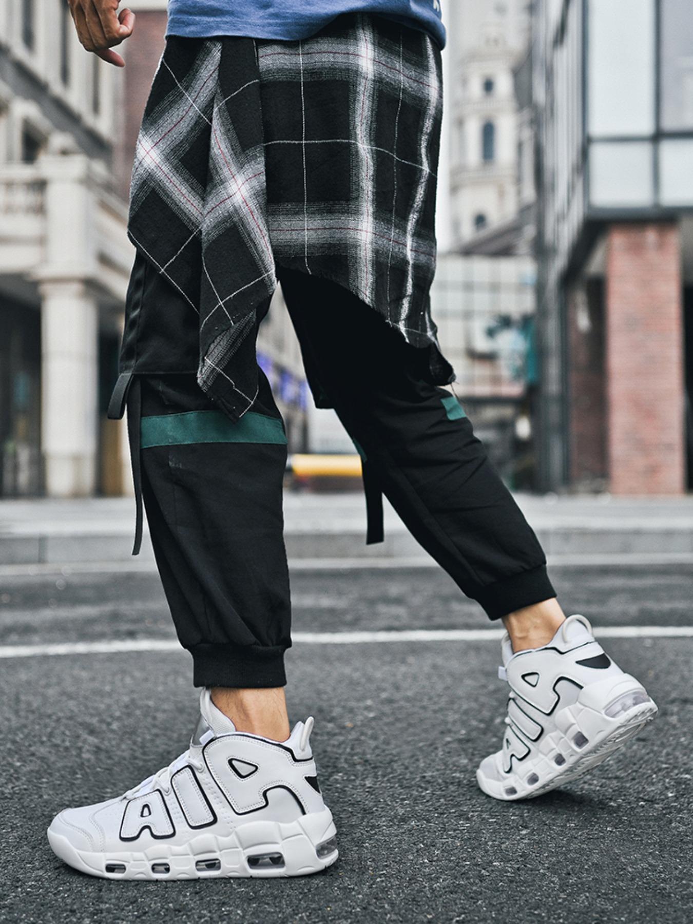 Men's High-Top Fashion Sneakers, Comfortable Breathable Running Shoes, Striped PU Leather, Medium Width, All Seasons