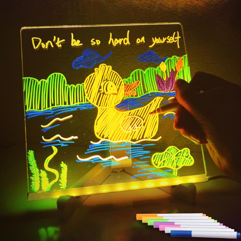 LED Light Up Acrylic Message Board Home Decor, Erasable Drawing Board Desktop Light With 7 Pen, Drawing Board, Bar Advertising Boards, LED Board LED Light Up Acrylic Message Board Home Decor, Erasable Drawing Board Desktop Light With 7 Pen, Drawing Board, Bar Advertising Boards, LED Board