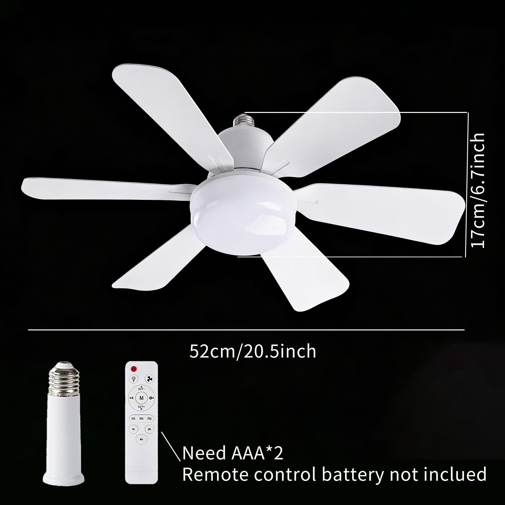 20.5" E27 Socket Ceiling Fan Light 30W-3-Speed Dimmable LED Fan Light,Remote Control for Kitchen Garage Workshop