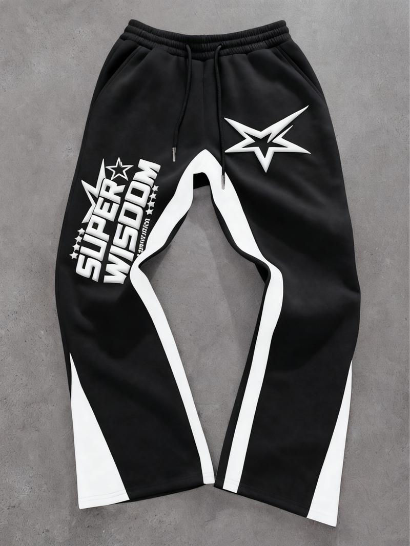 Tiktok Trendy Super Smart Star Pattern Sport Pants, Soft Long Pants, Comfortable Casual Style for Daily & Home Wear, Casual Sporty Trousers