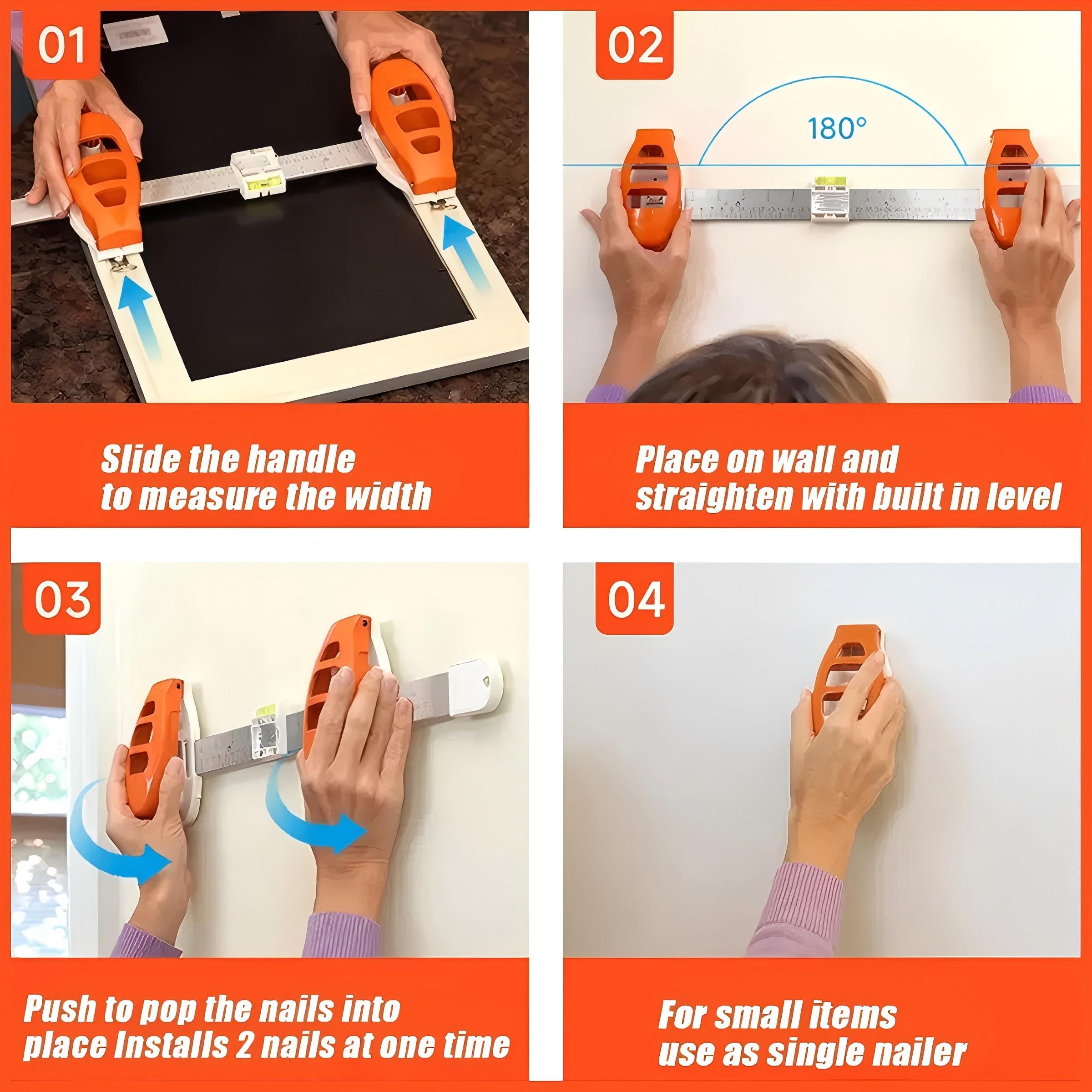 Multi-Functional Wall Mounting Tool Kit with Level and Ruler, Precision Frame Alignment for Galleries, Mirrors, Artworks, DIY Home Decor Installation