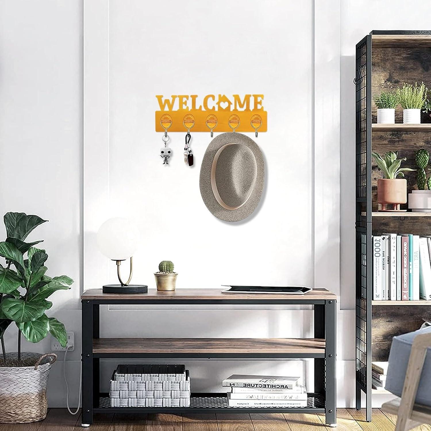 Wall-Mounted Key Holder Set, Gold &, 5 Hooks Per Unit, No-Drill Installation, Ideal for Keys, Dog Leashes, Towels, Medals, Necklaces