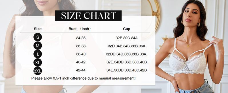 Avidlove Bras for Women Lace Underwire Bra Adjustable Strap Two Layer Bra V Neck Unlined Lingerie