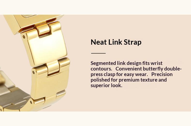 Ladies' luxurious square watch, designed with gold and silver colored stainless steel, with 30-meter water resistance. This fashionable and elegant timepiece is an exquisite gift for her.