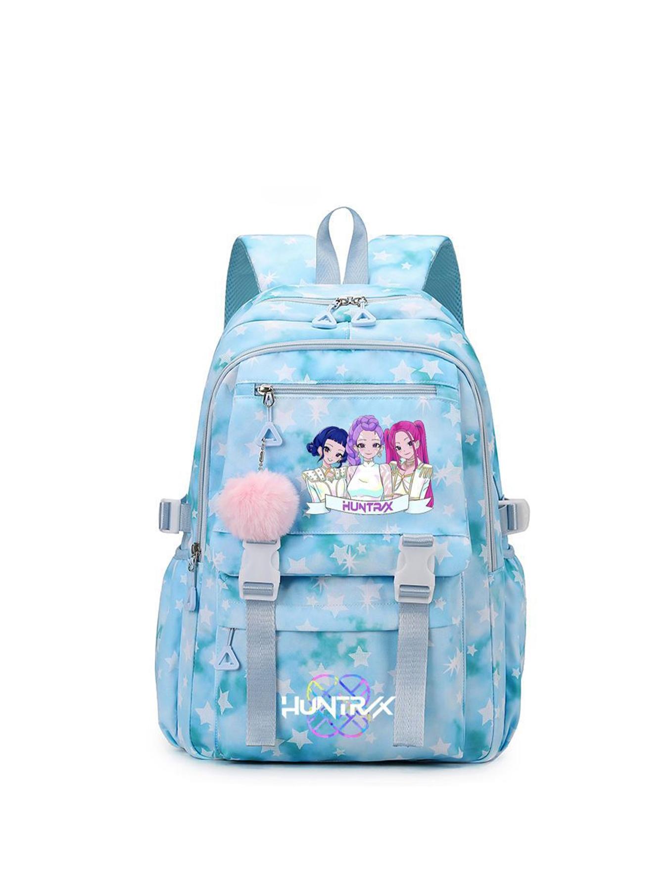1pc  Backpack solid color women's backpack kpop witch hunting group star print zipper closure fashionable and versatile casual trend suitable for students going to school, campus, going out to work, traveling women's backpack Trendy Backpack