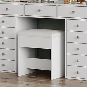 FUSOU 47''W 13 Drawers Vanity Desk, Makeup Vanity with Power Outlet, Vanity Table with Mirror and 12 LED Bulbs, 3 Color Lighting Modes, Glass Top, Dressing Table for Bedroom