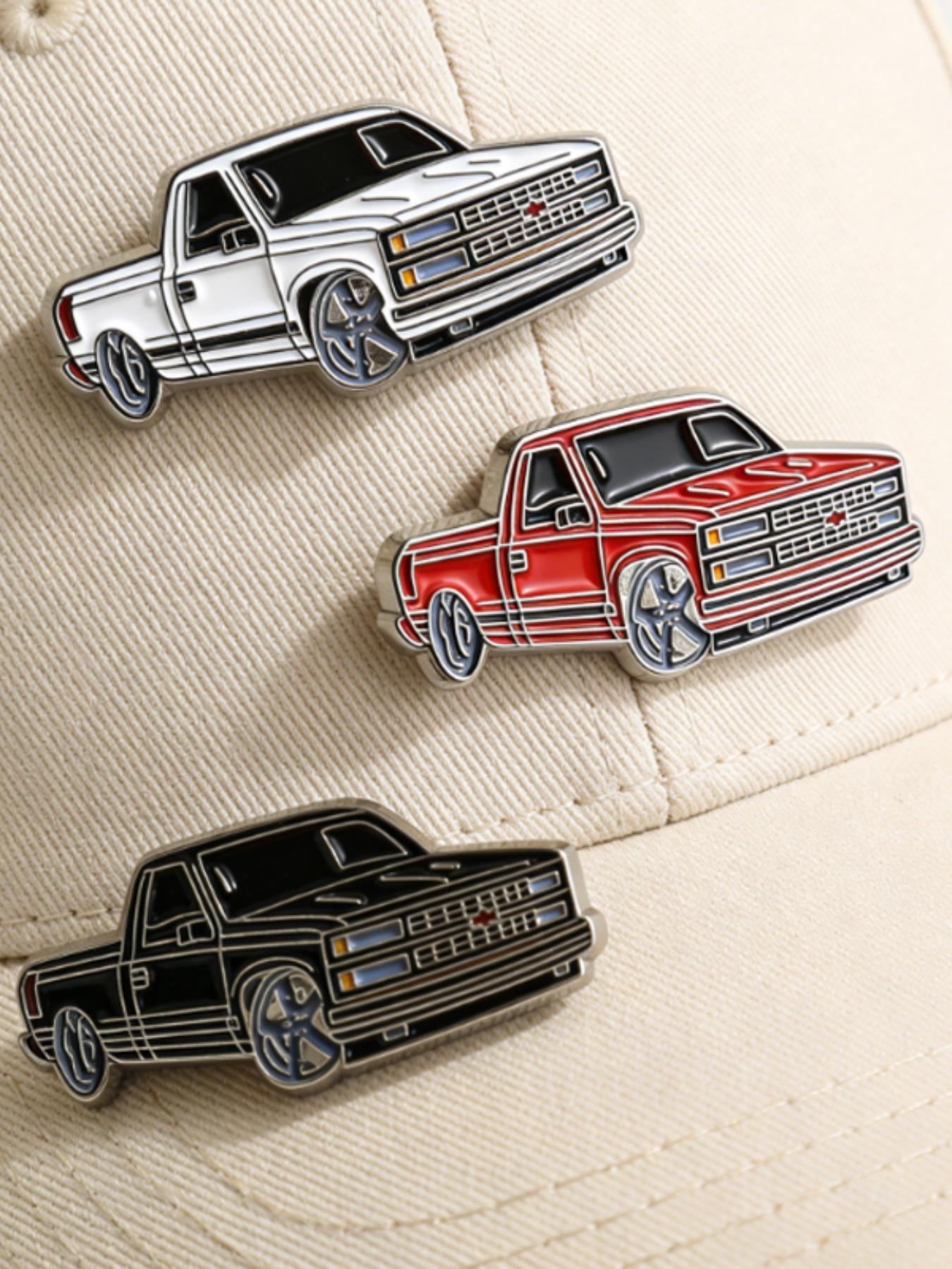 3-Piece Chevrolet 454 SS Hat Clip Pin Set, 90s Retro Classic Truck Enamel Brooch, Enamel Lapel Pins, Vintage Racing Golf Hat Clips for Chevy Fans & Truck Enthusiasts, Metal Alloy Cap Pin Gift for Men, Men Accessories
