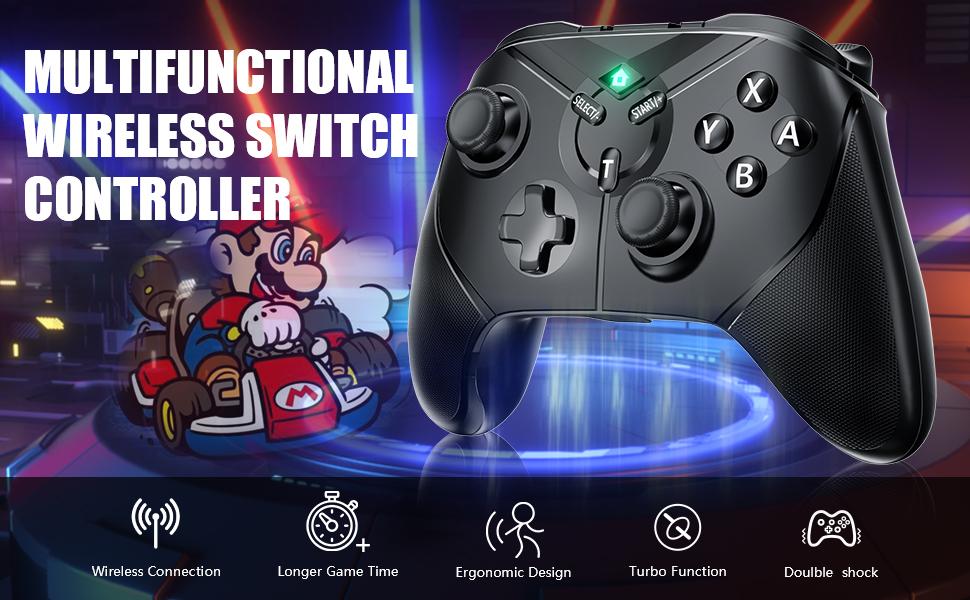 PC Gamepad – Wireless Switch Pro Controller for Nintendo Switch/Lite/OLED, Double Vibration, Wake-up, Turbo Function PC Gamepad – Wireless Switch Pro Controller for Nintendo Switch/Lite/OLED, Double Vibration, Wake-up, Turbo Function