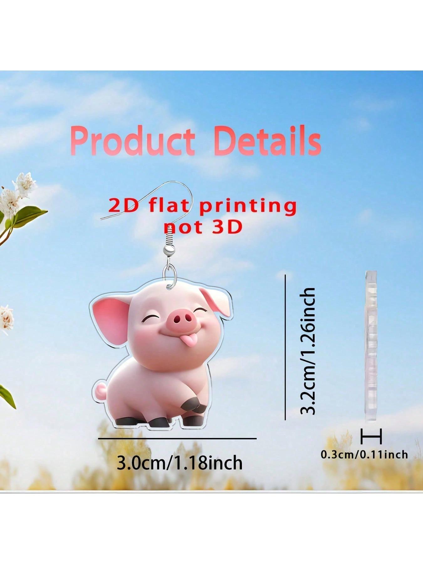 classic acrylic earrings -1 pair, cute pink pig design, elegant animal themed accessory, suitable for Christmas, Thanksgiving, birthdays, anniversaries, Mother's Day gifts, unique earrings