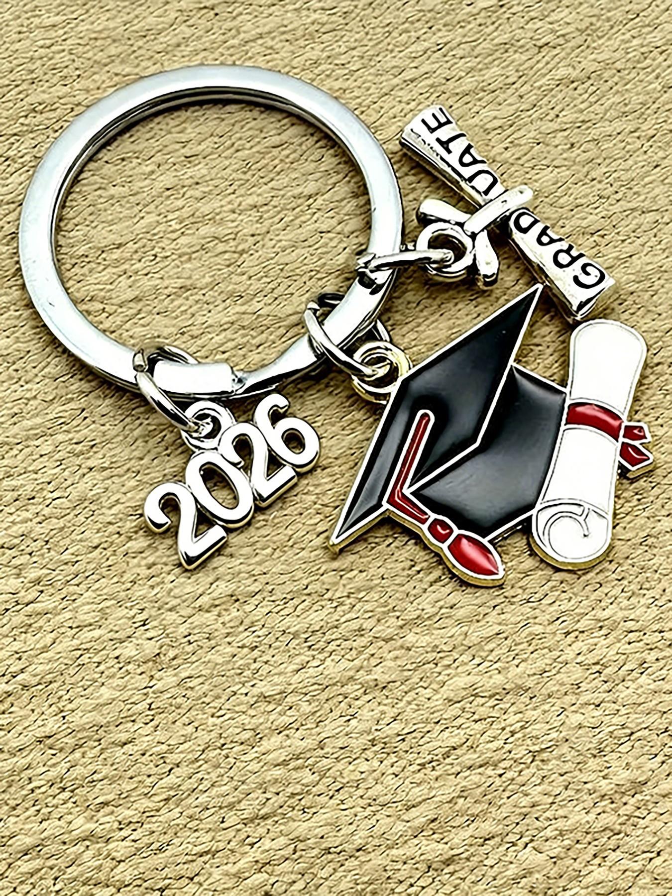 Graduation Keychains Set of 3, Class Grad Cap & Diploma Charm Keys, Commemorative Gift for 2026 Graduates, Perfect Keepsake
