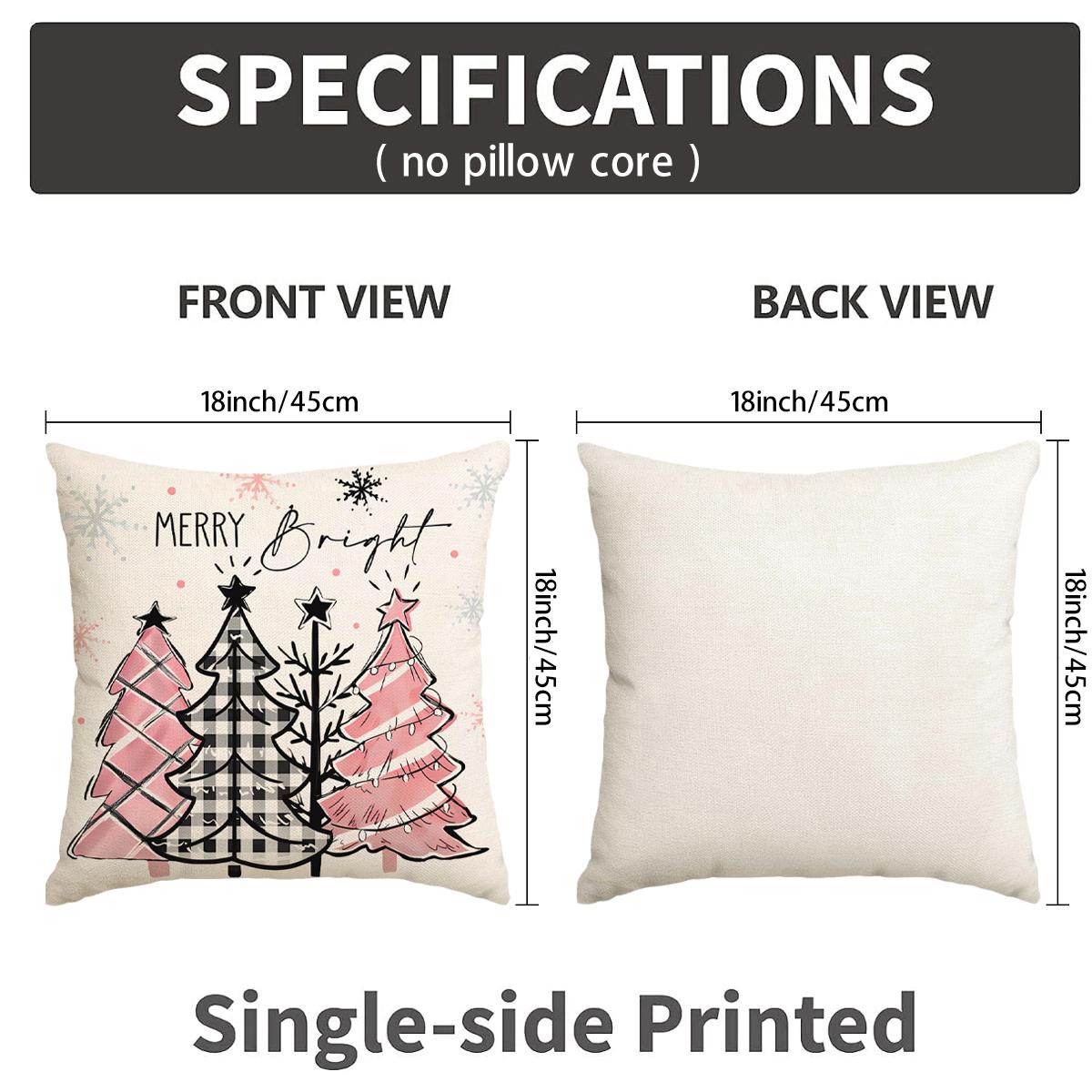 4pcs Christmas Pillow Cover, Santa Claus, Christmas Tree Snowman Pattern Single sided Printed Cushion Cover, Suitable for Christmas Bedroom, Living Room, Sofa, Farmhouse, Bed, Car Decoration Cushion Pillow Cover (No Pillow Core)