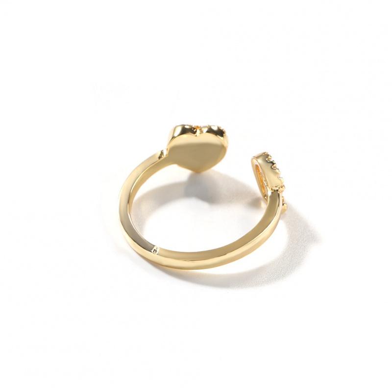 A-Z Initial Letter Open Adjustable Heart Ring, Minimalist Luxury Personalized Finger Ring for Women