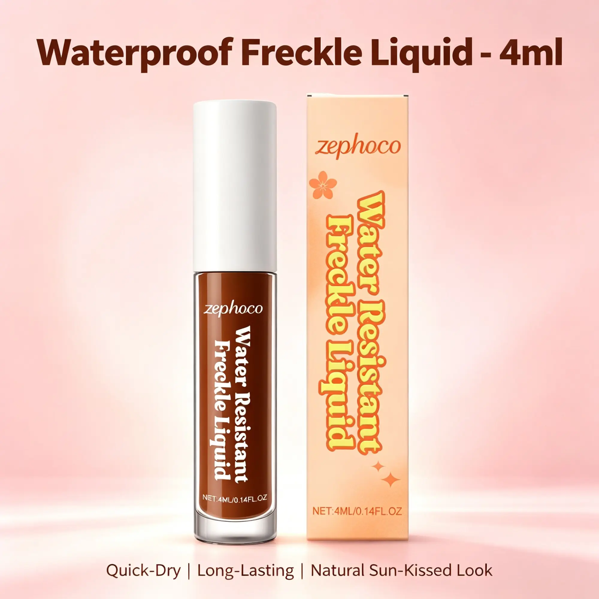 Waterproof Freckle Liquid, Quick-Dry Long-Lasting Natural Faux Freckle Tint, Smudge-Proof Buildable Formula, Face Makeup for Sun-Kissed Look, 4ML