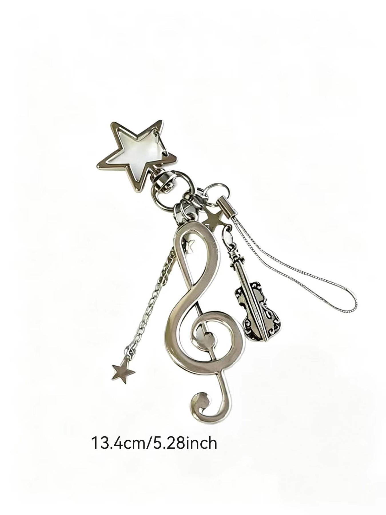 Lucky Star Melody Music Element Phone Chain Pendant, Alloy Material, Street Style, All Seasons, No Choking Hazard Warning